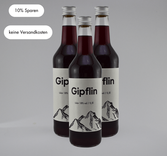 Set of 3 Gipflin bottles, 18% alcohol, save 10%, no shipping costs, ideal for your favorite beverage.